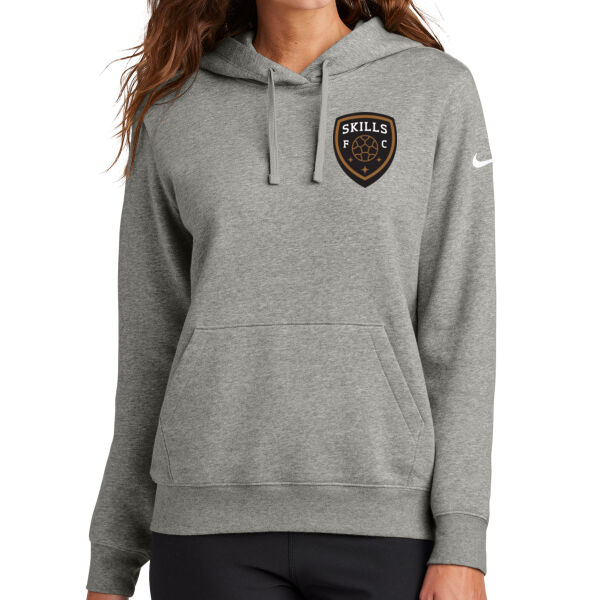 Nike Womens Club Fleece Sleeve Swoosh Pullover Hoodie - Printed Logo Thumbnail